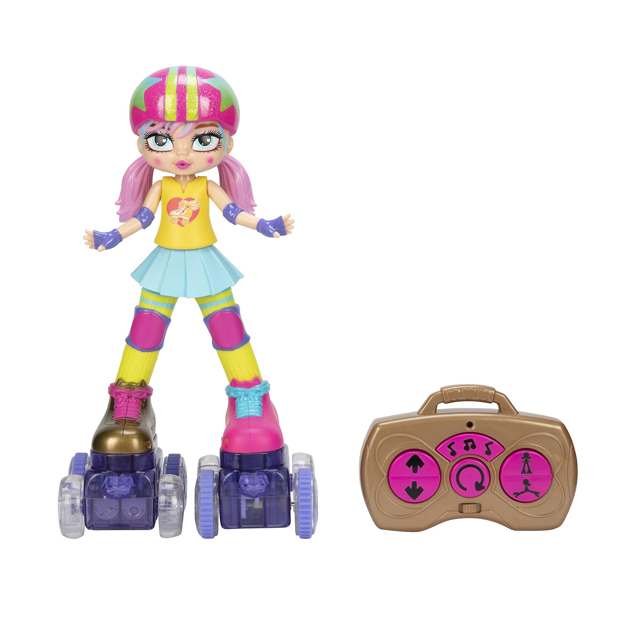 JAKKS Pacific Rainbow Riley features light-up wheels that glow during movement.