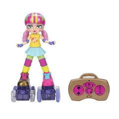 JAKKS Pacific Rainbow Riley features light-up wheels that glow during movement.