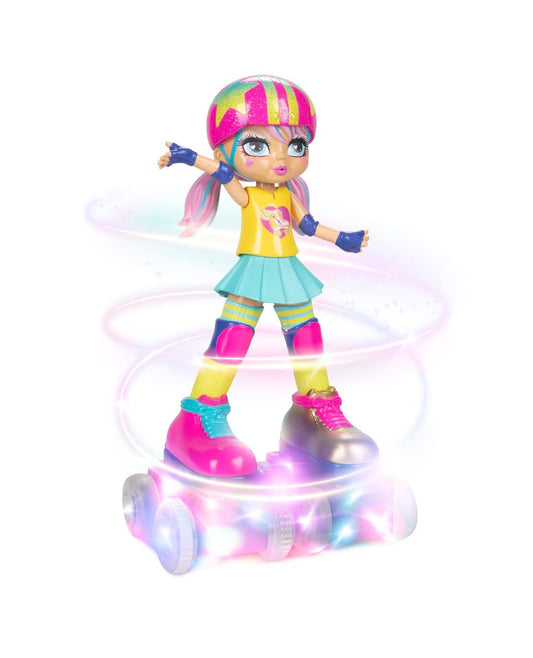 JAKKS Pacific Rainbow Riley doll on light-up skates sparks imaginative play.