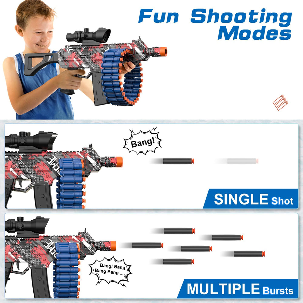 JakMean automatic toy blaster in action delivers exciting rapid-fire bursts.