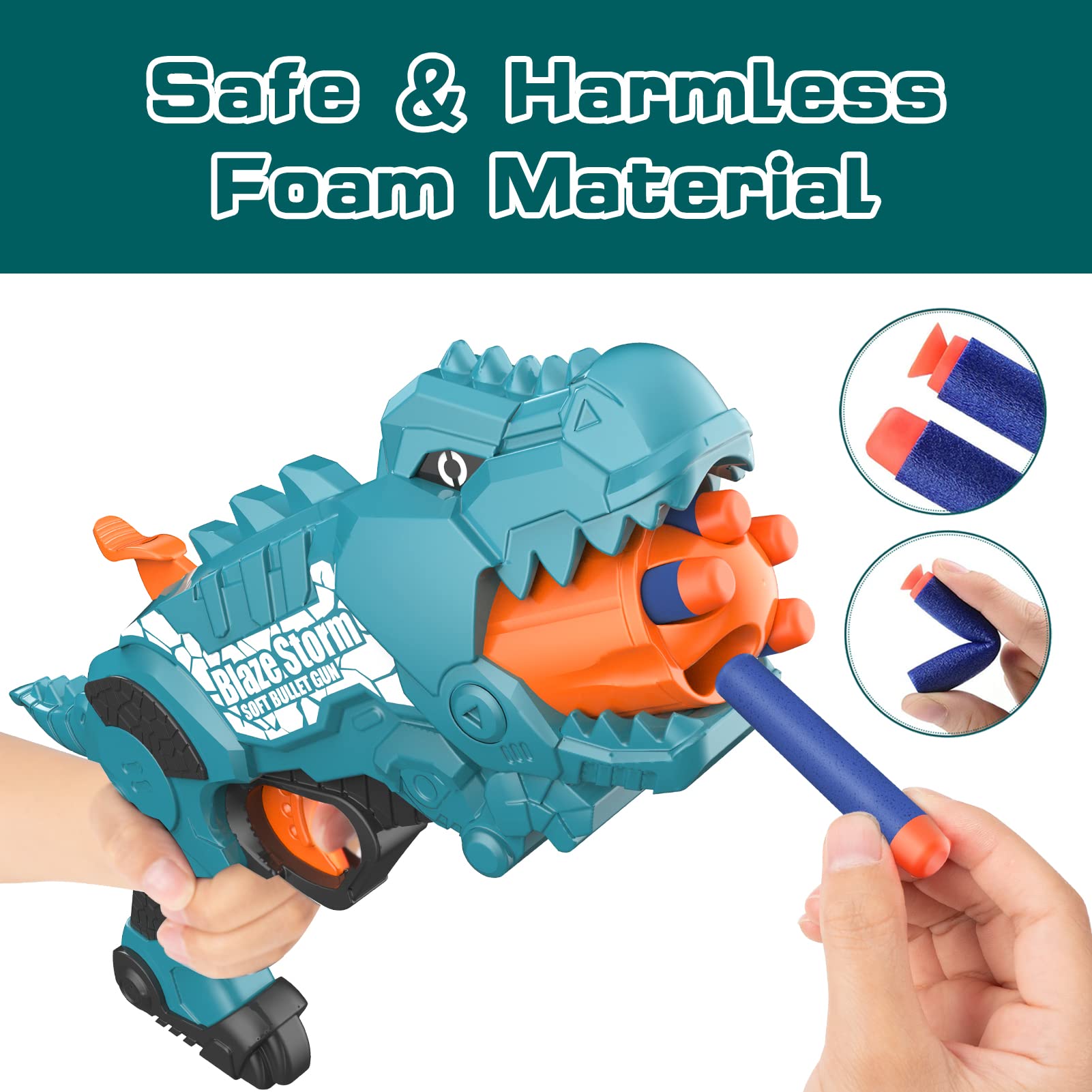 JakMean Dinosquad 50 soft foam darts for safe, extended play sessions.