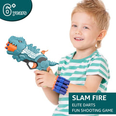 JakMean Dinosquad pump-action blaster requires no batteries.