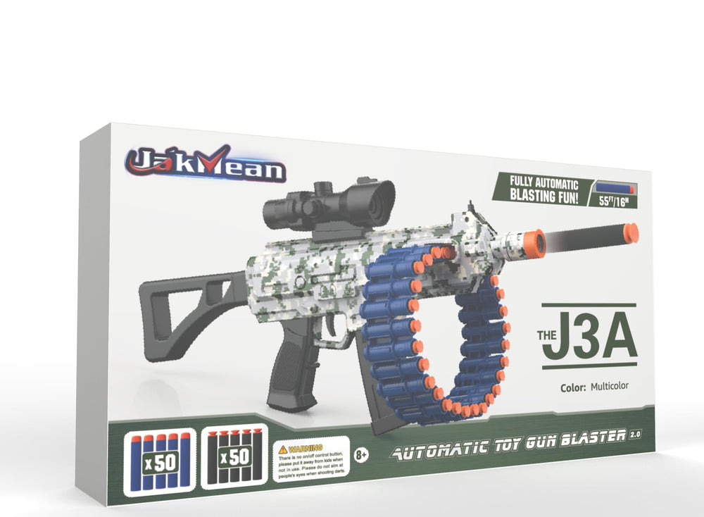 JakMean orange-tip compliant toy gun shown for responsible play.