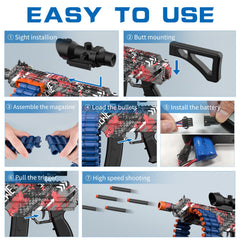 JakMean red foam-dart blaster close-up highlights safe, bright design.