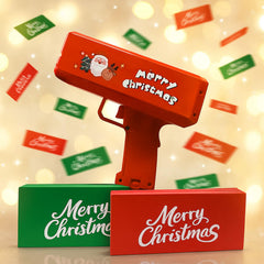 JALAROMA money gun red prop in action for festive paper rain.