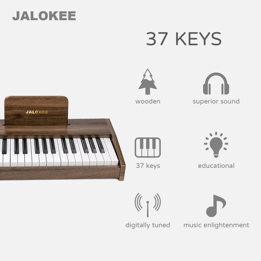 JALOKEE digital piano toy with color-coded keyboard stickers for easy learning.