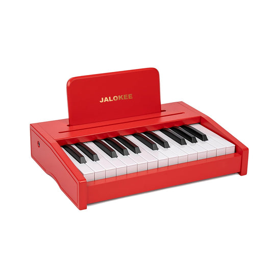 JALOKEE kids piano front view highlights sturdy wooden construction for safe play
