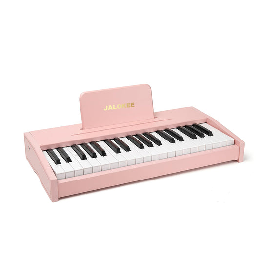JALOKEE Kids Piano top view shows compact pink wooden design for easy tabletop play