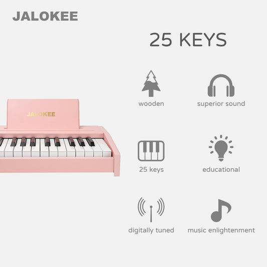 JALOKEE Kids Piano Keyboard shows sturdy MDF construction for durable play.