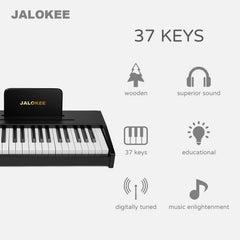 JALOKEE Kids Piano side view highlighting durable MDF construction for lasting play.