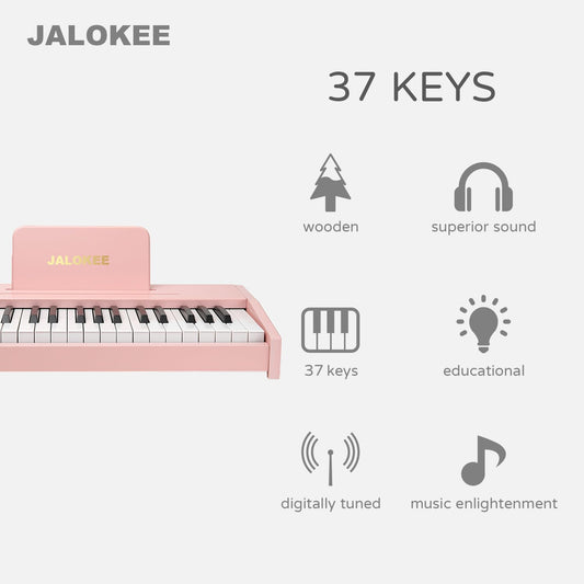 JALOKEE Kids Piano with sturdy wooden stand supports durable play sessions