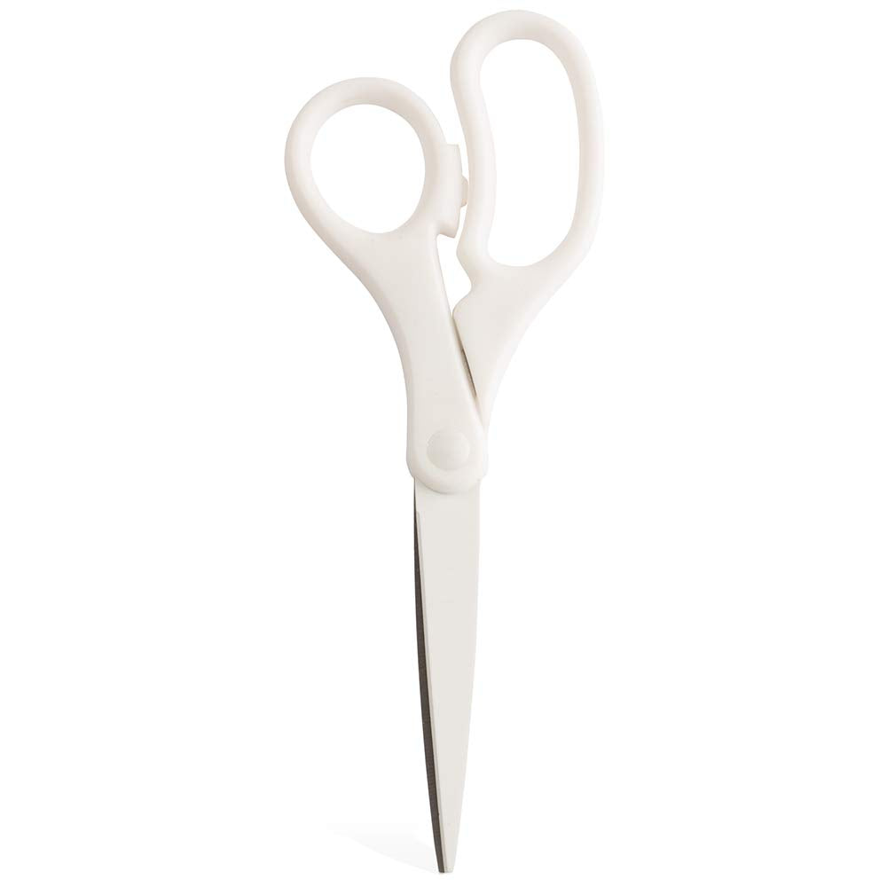 JAM Paper precision scissors with white ergonomic handle for smooth cutting