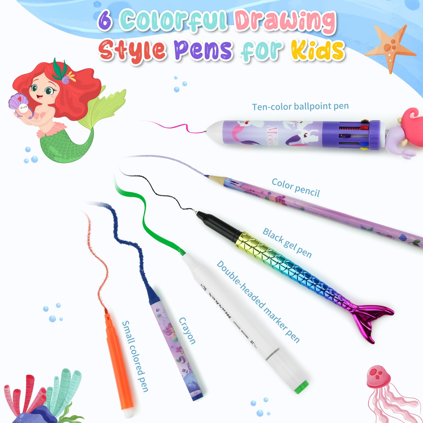 JAMIEWIN mermaid coloring pencils provide smooth shading and rich lines