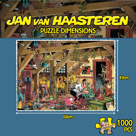 Jan van Haasteren Baron Tast Tot Zeveres illustration offering whimsical puzzle scene.