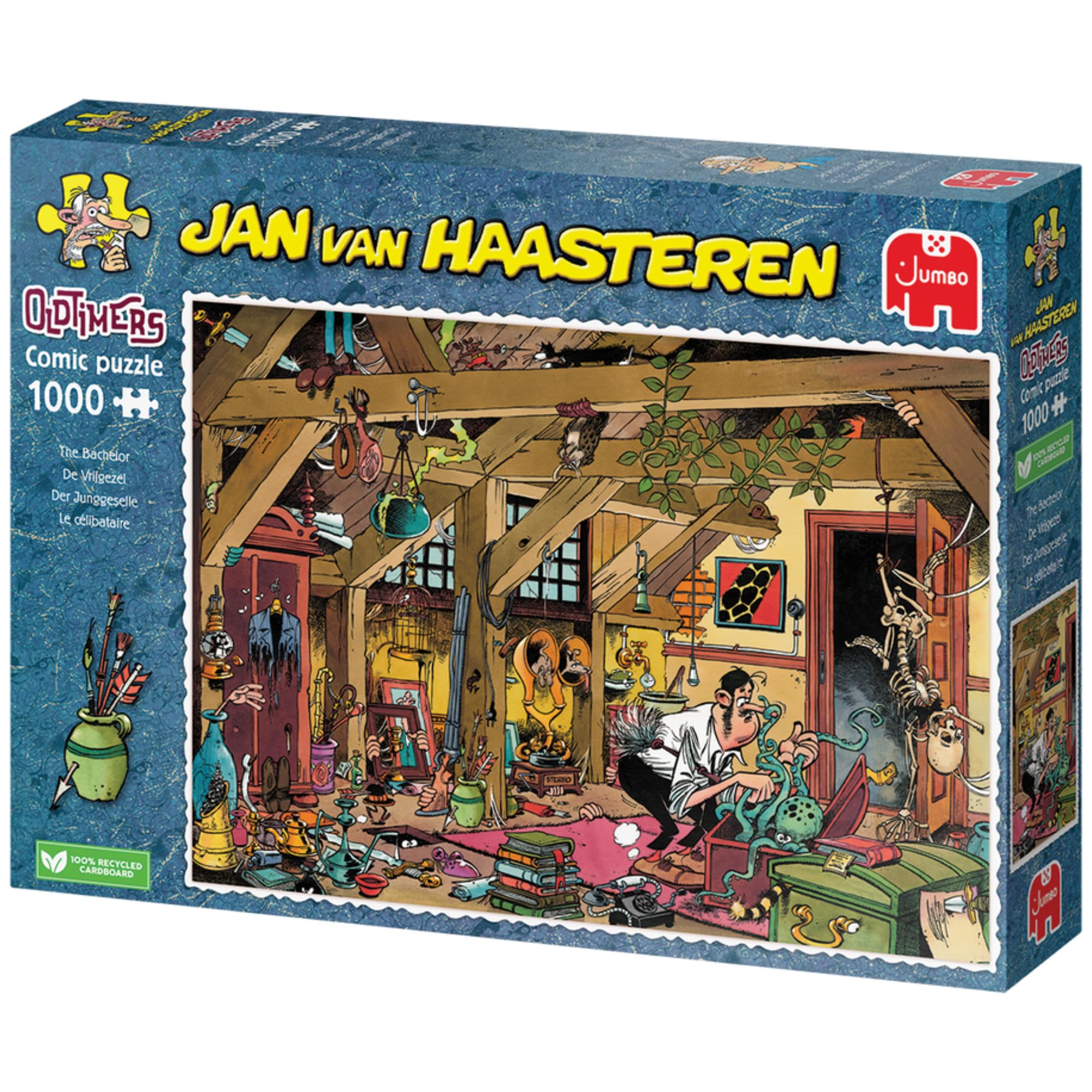 Jan van Haasteren finished puzzle size 68 by 49 cm suitable for wall art.