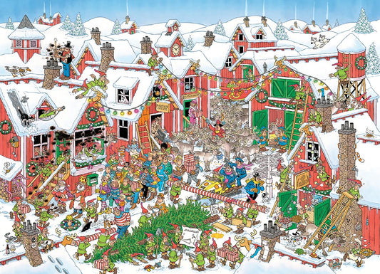 Jan van Haasteren Santa's Village crowded street scene sparks collaborative puzzle solving