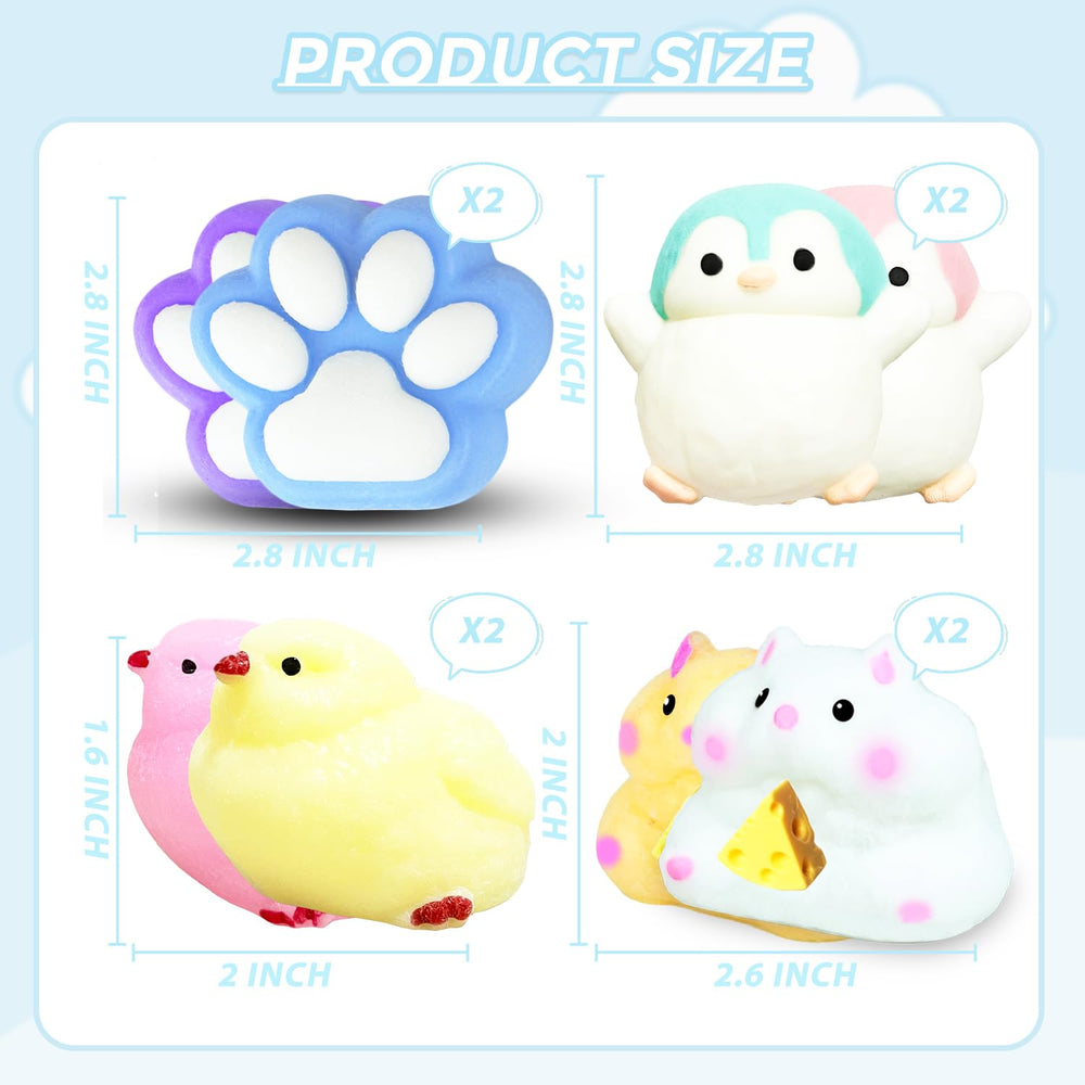JANESVISSY 8-pcs taba squishy pack penguin-2, tactile fidget for focus and relaxation