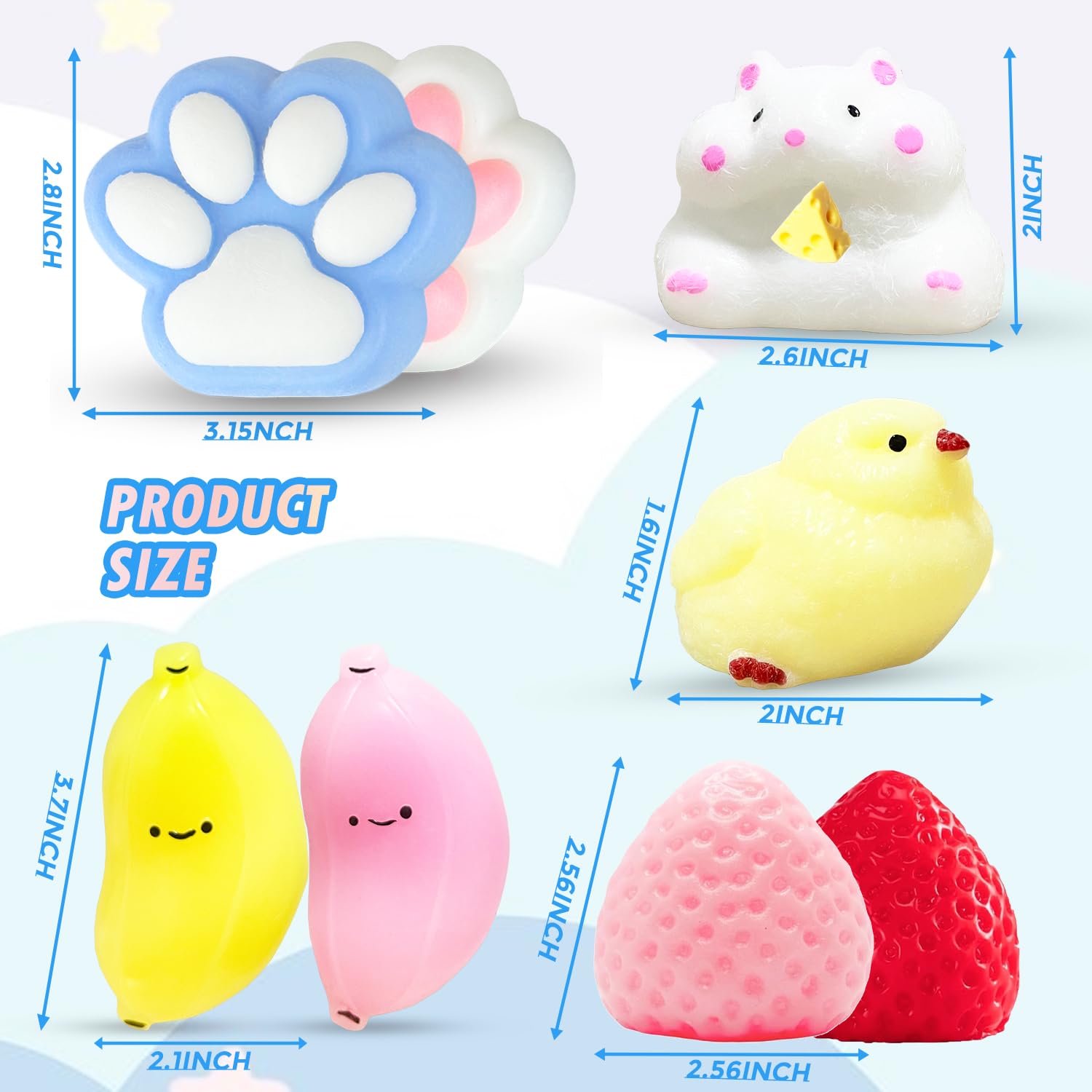JANESVISSY 8pcs Taba squishies pack cat paws close-up for soothing fidget use