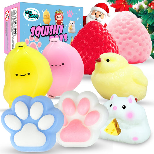 JANESVISSY 8pcs Taba squishies pack strawberry close-up for tactile stress relief and focus