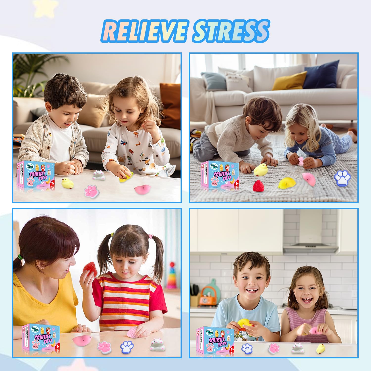 JANESVISSY 8pcs Taba squishies pack variety display close-up for sensory exploration