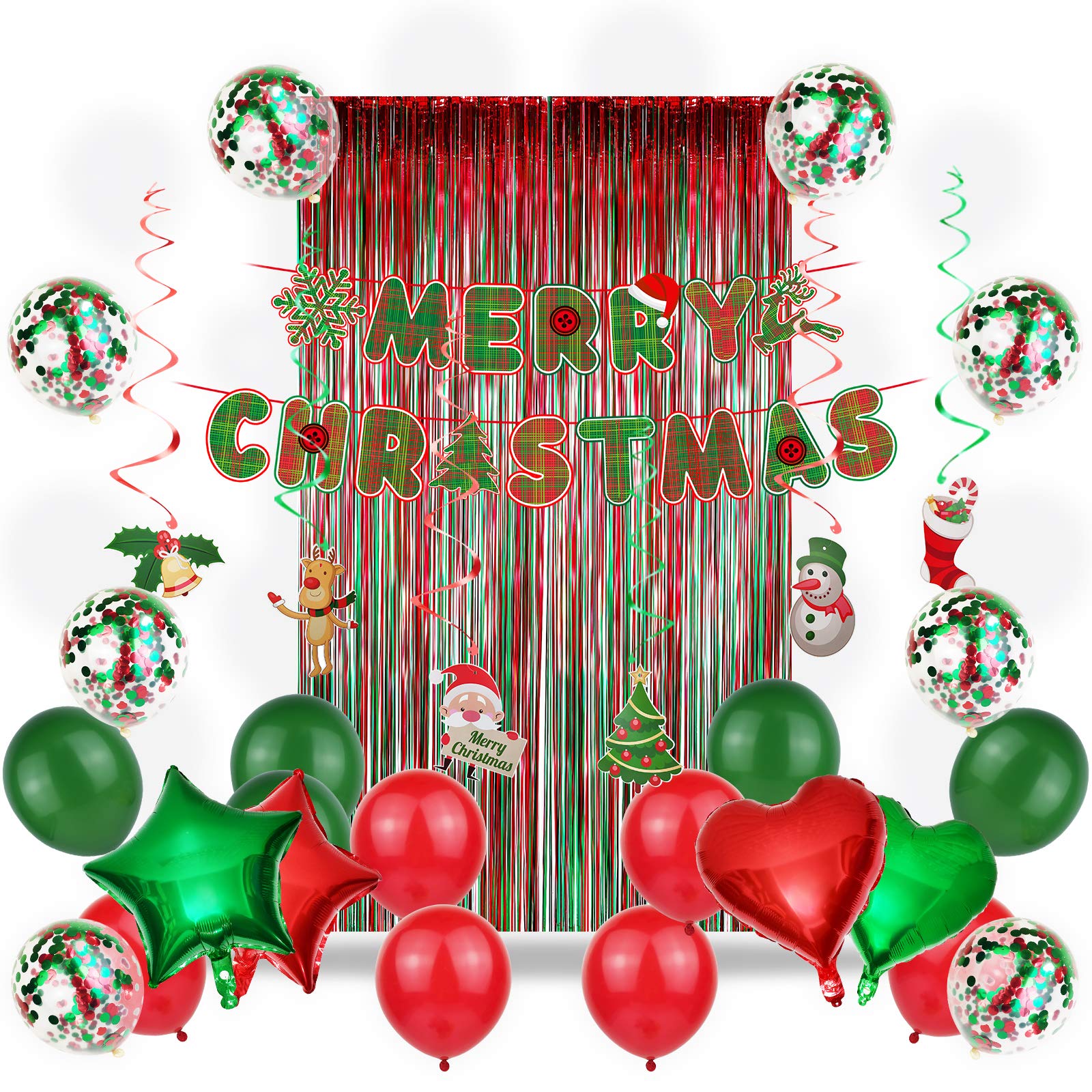 Janinus red and green foil curtain creates shimmering entryways.