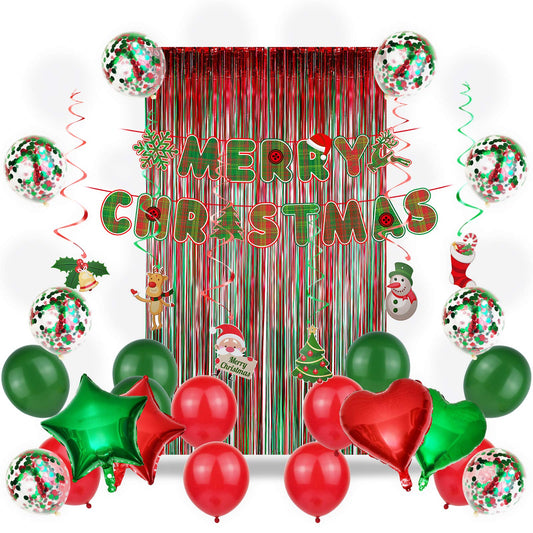 Janinus red and green foil curtain creates shimmering entryways.
