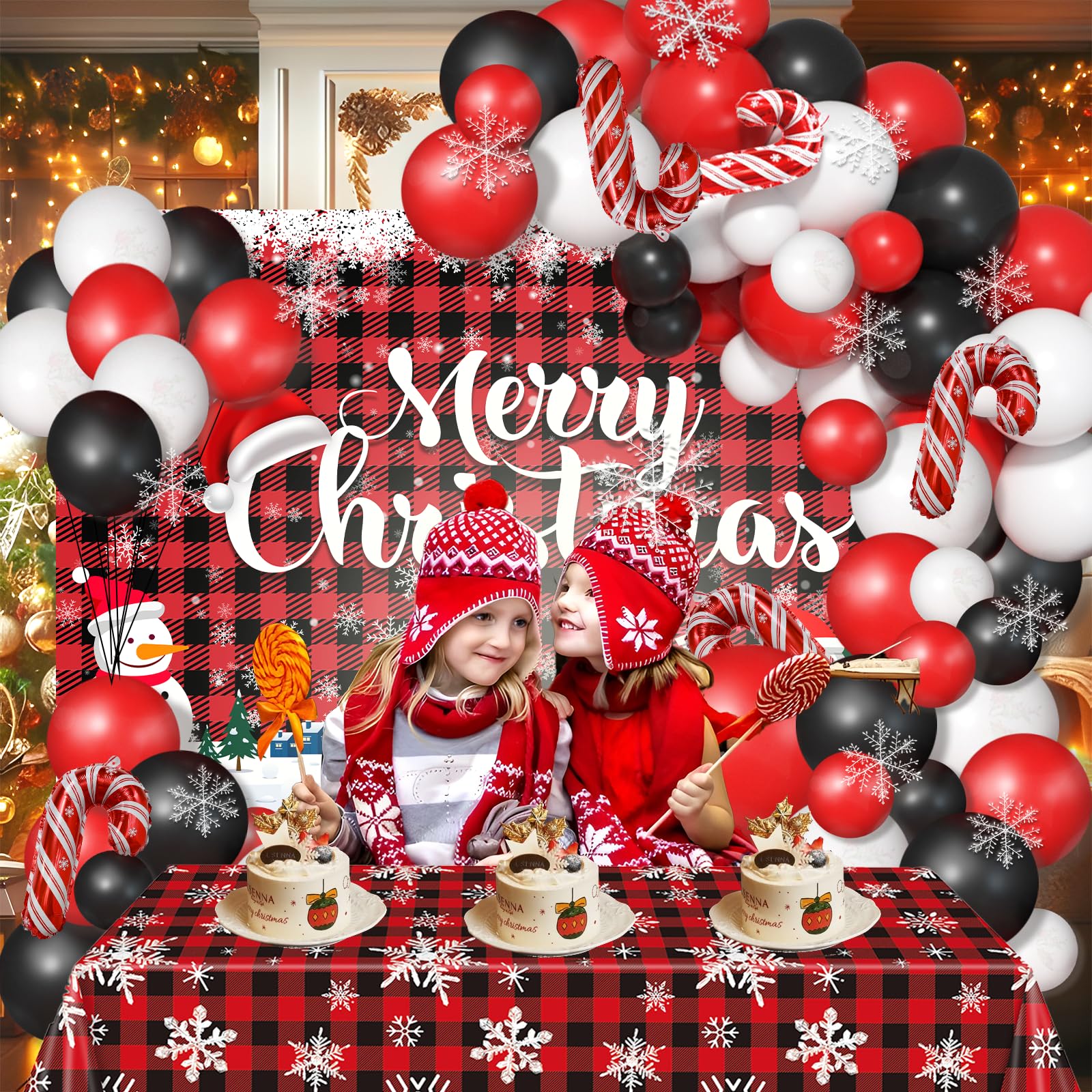 Janinus snowflake tablecloth adds wintry texture to party tables.