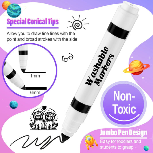 Janjlaugh conical-tip markers close-up showing versatile broad lines and precision.