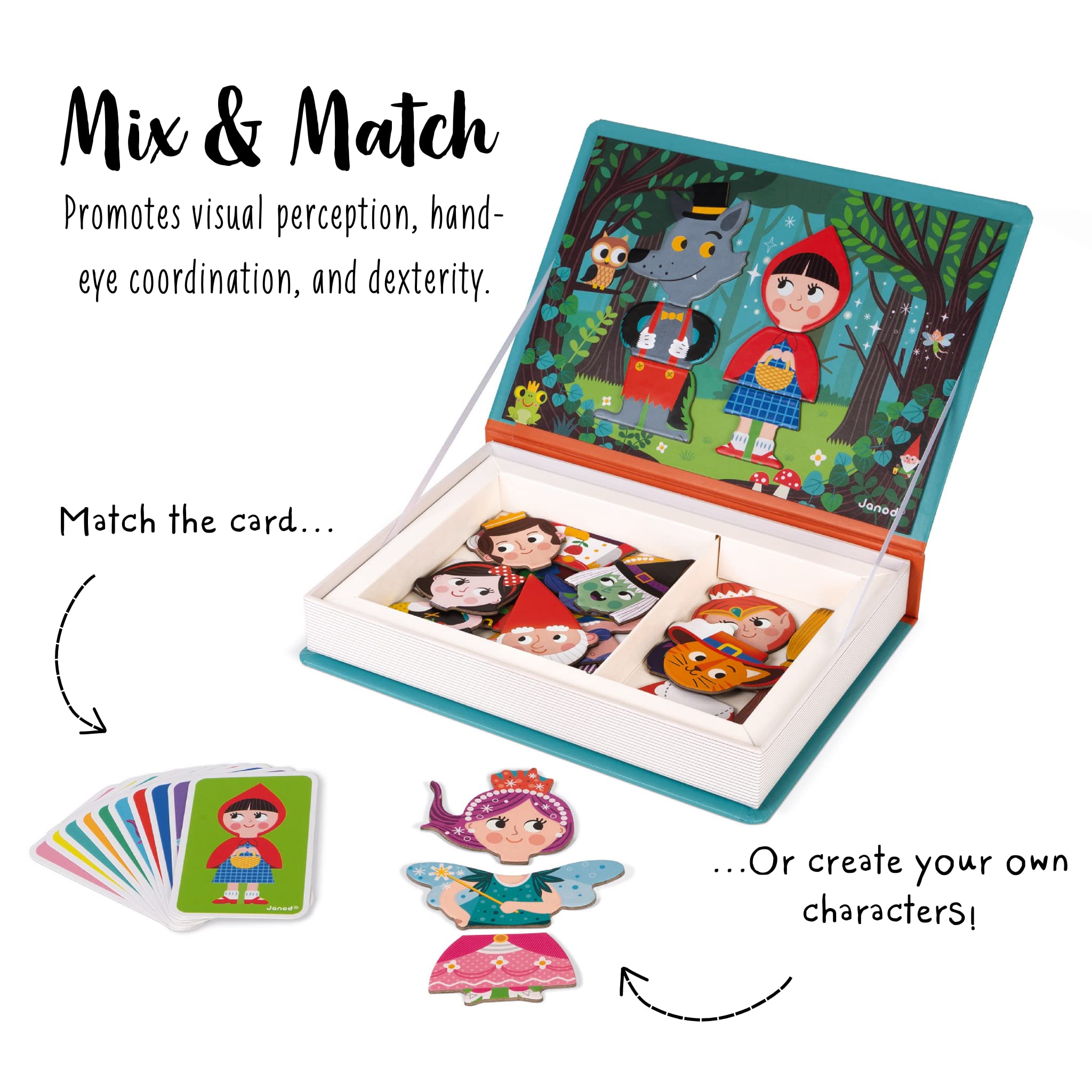 Janod Magneti'Book Story book open showing magnetic pieces ready.
