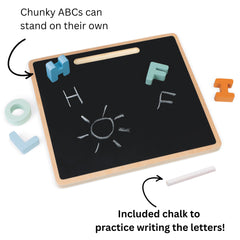 Janod Sweet Cocoon chalkboard side for writing practice.