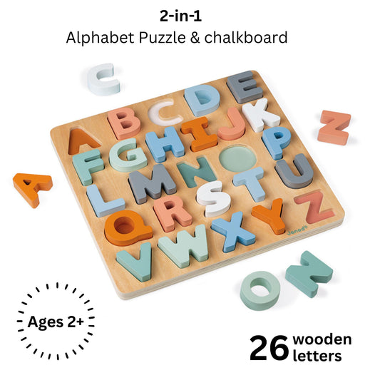 Janod Sweet Cocoon puzzle letters completed for word-building play.