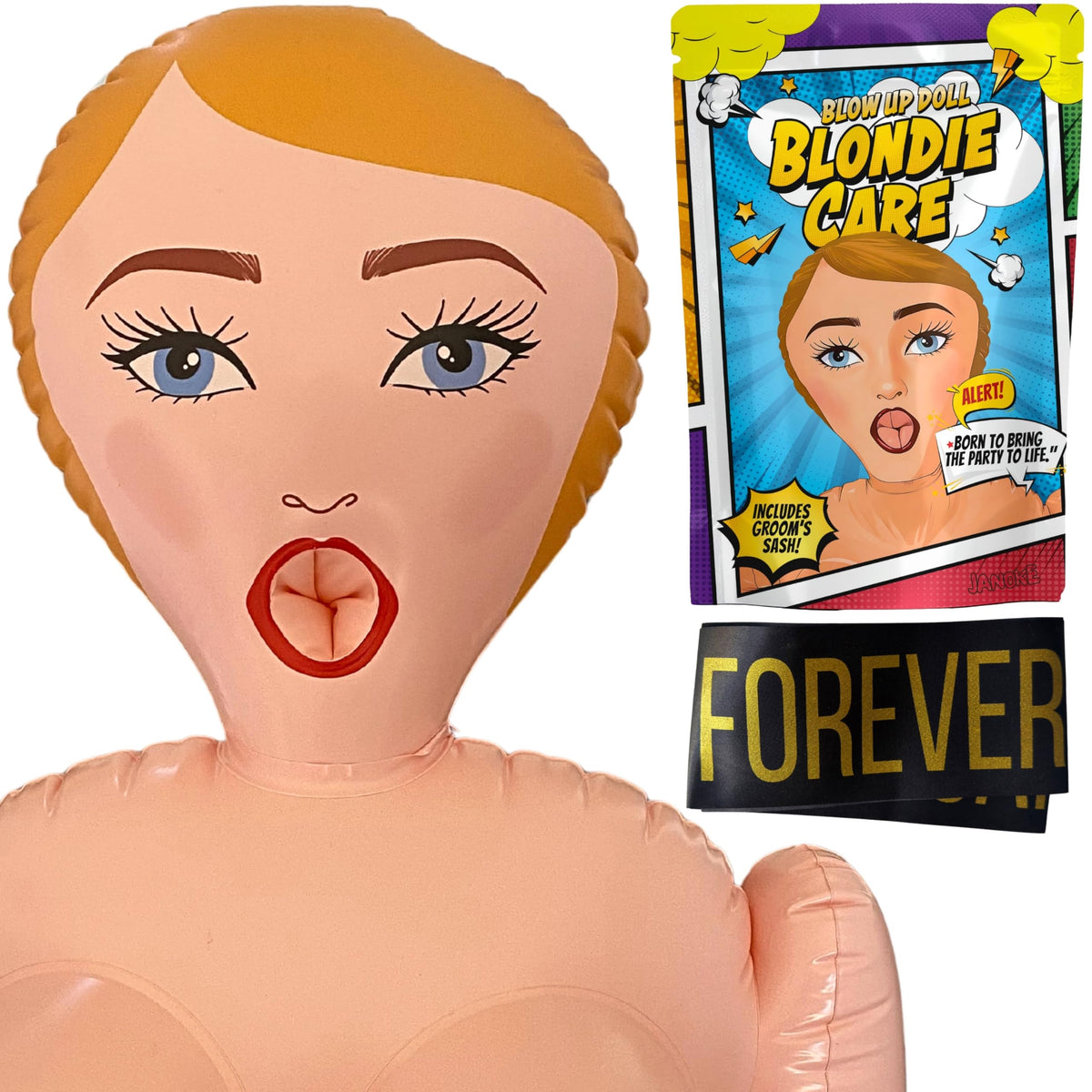 JANOKE inflatable doll, 60-inch height, ideal for memorable party photo ops.