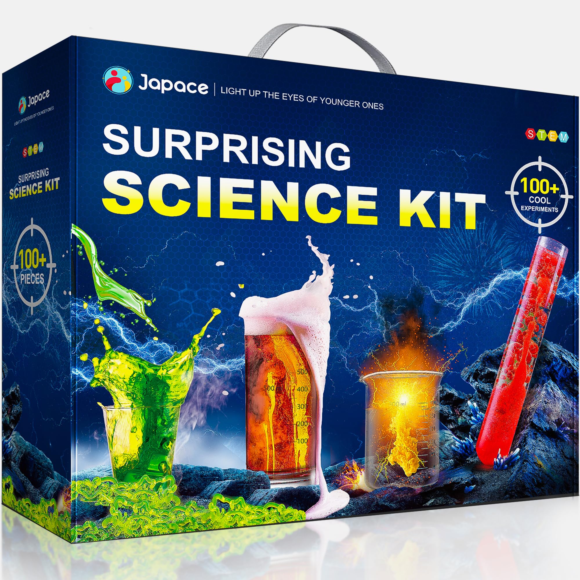 Japace 100+ experiments kit box for curious kids with an all-in-one science set.
