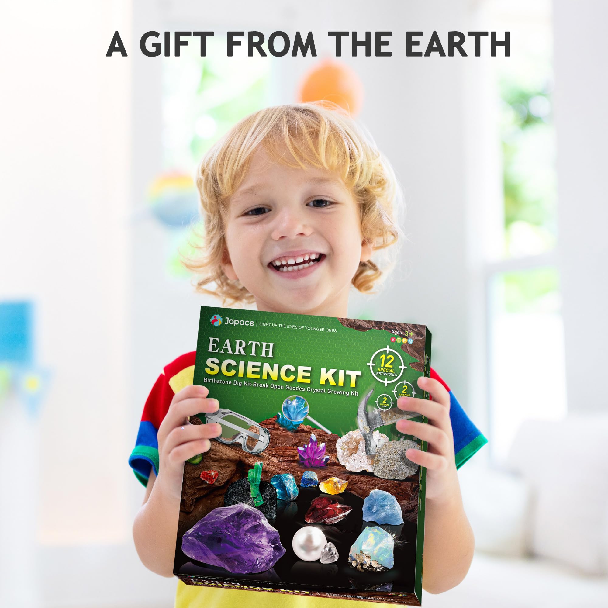 Gem collection box organized gems from Japace Earth Science Kit