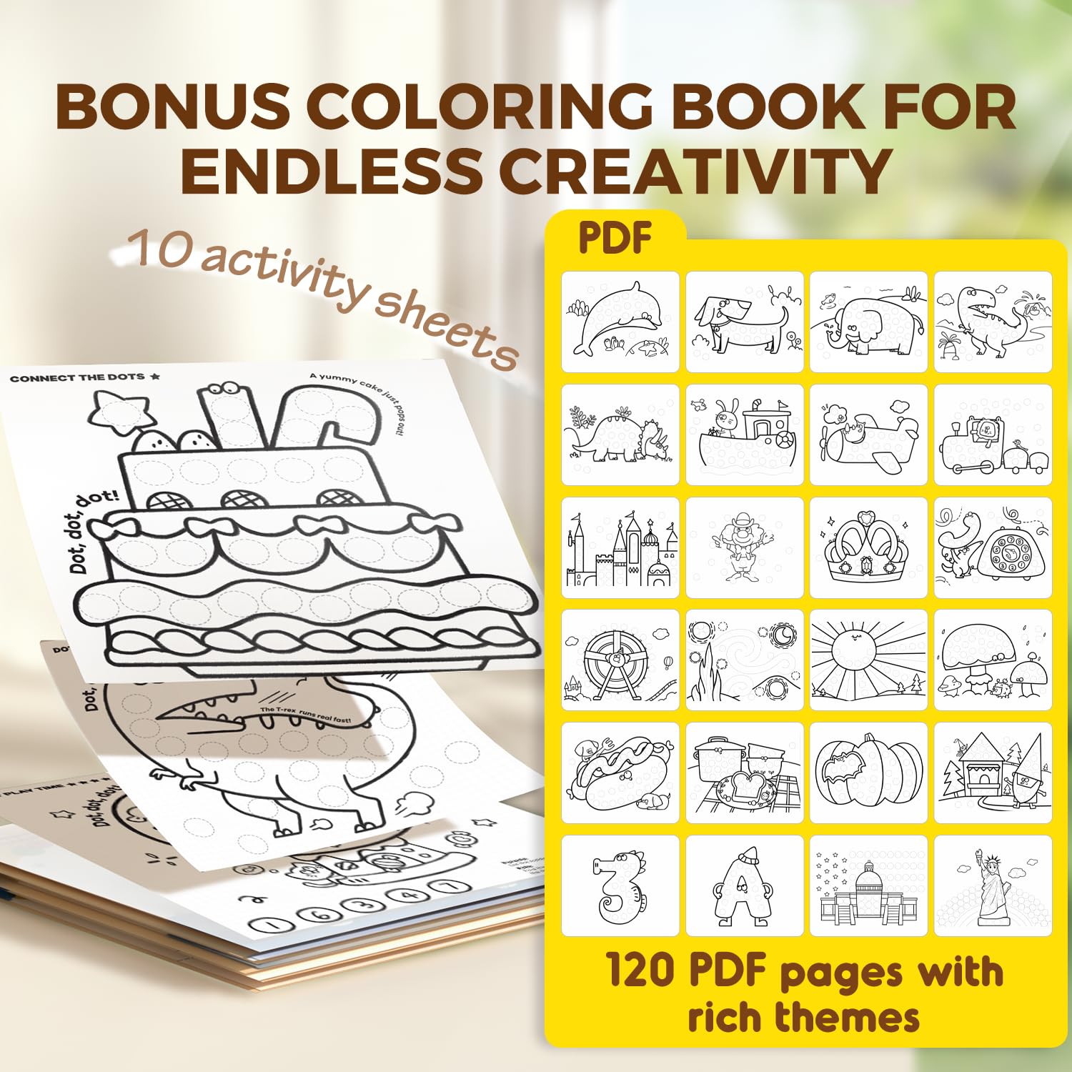 Jar Melo activity book included with marker set for extended learning.