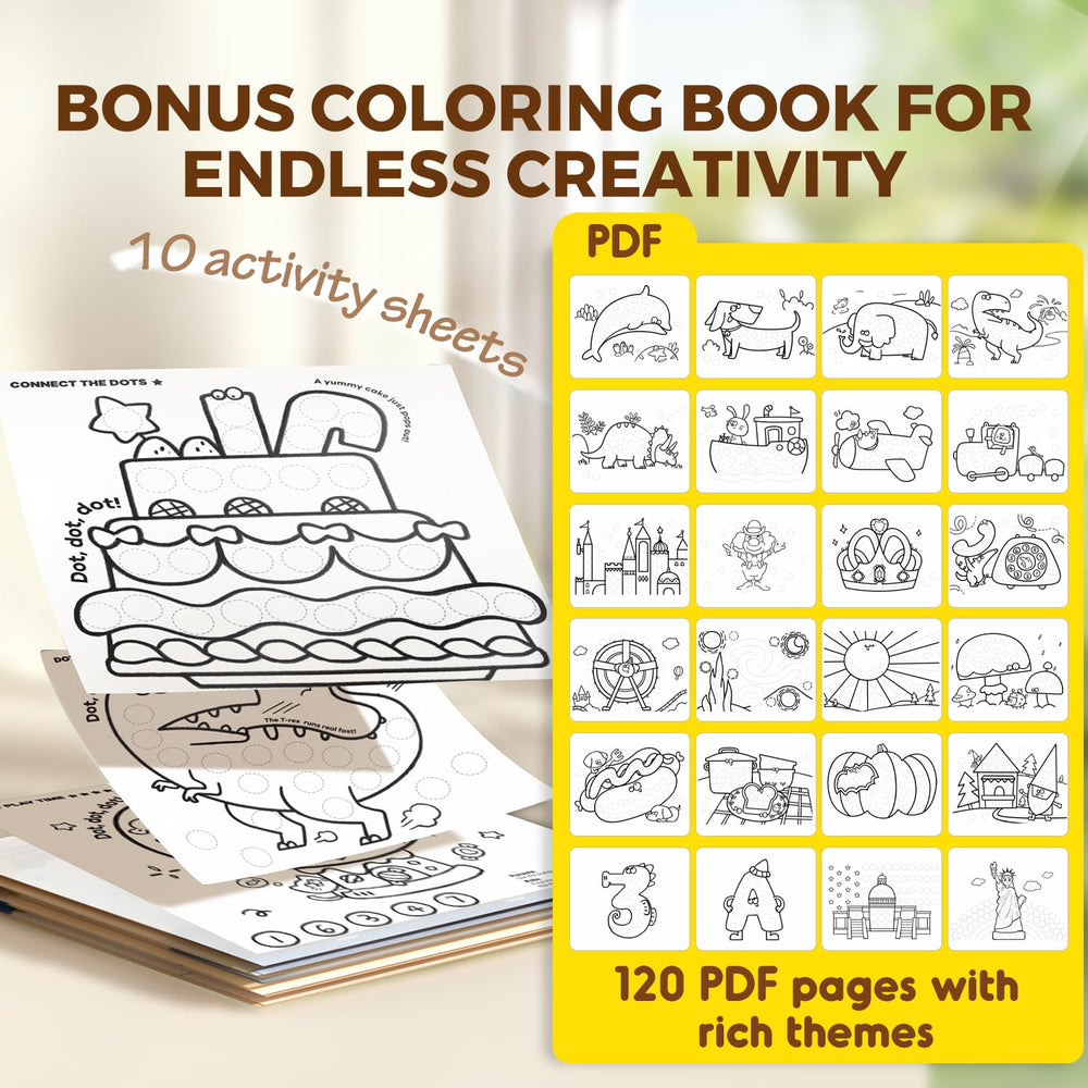 Jar Melo activity book included with marker set for extended learning.