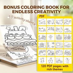 Jar Melo activity book included with marker set for extended learning.