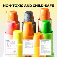 Jar Melo Glitter Crayons Twist-Up Shell: reduces breakage and supports motor skills.