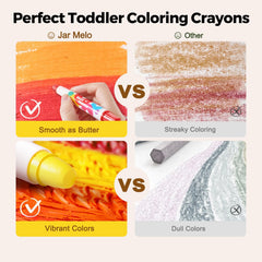 ASTM/CPC certified non-toxic Jar Melo crayons for safe play.