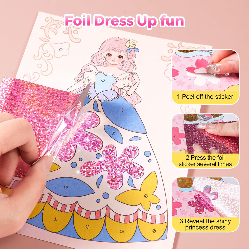 Jar Melo Princess glowing foil stickers adding shimmer to gowns.