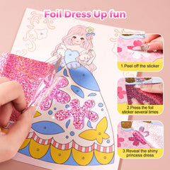 Jar Melo Princess glowing foil stickers adding shimmer to gowns.