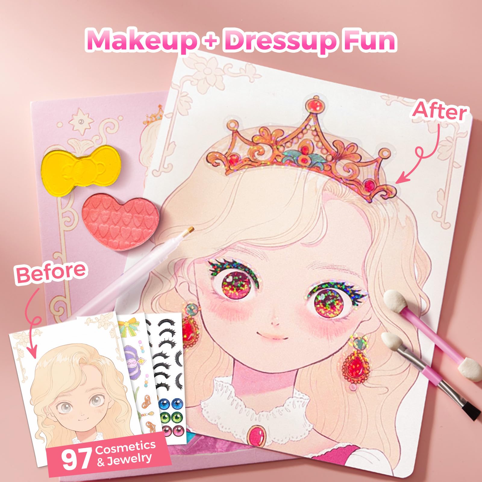 Jar Melo Princess sticker book with crowns and accessories for dress-up play.