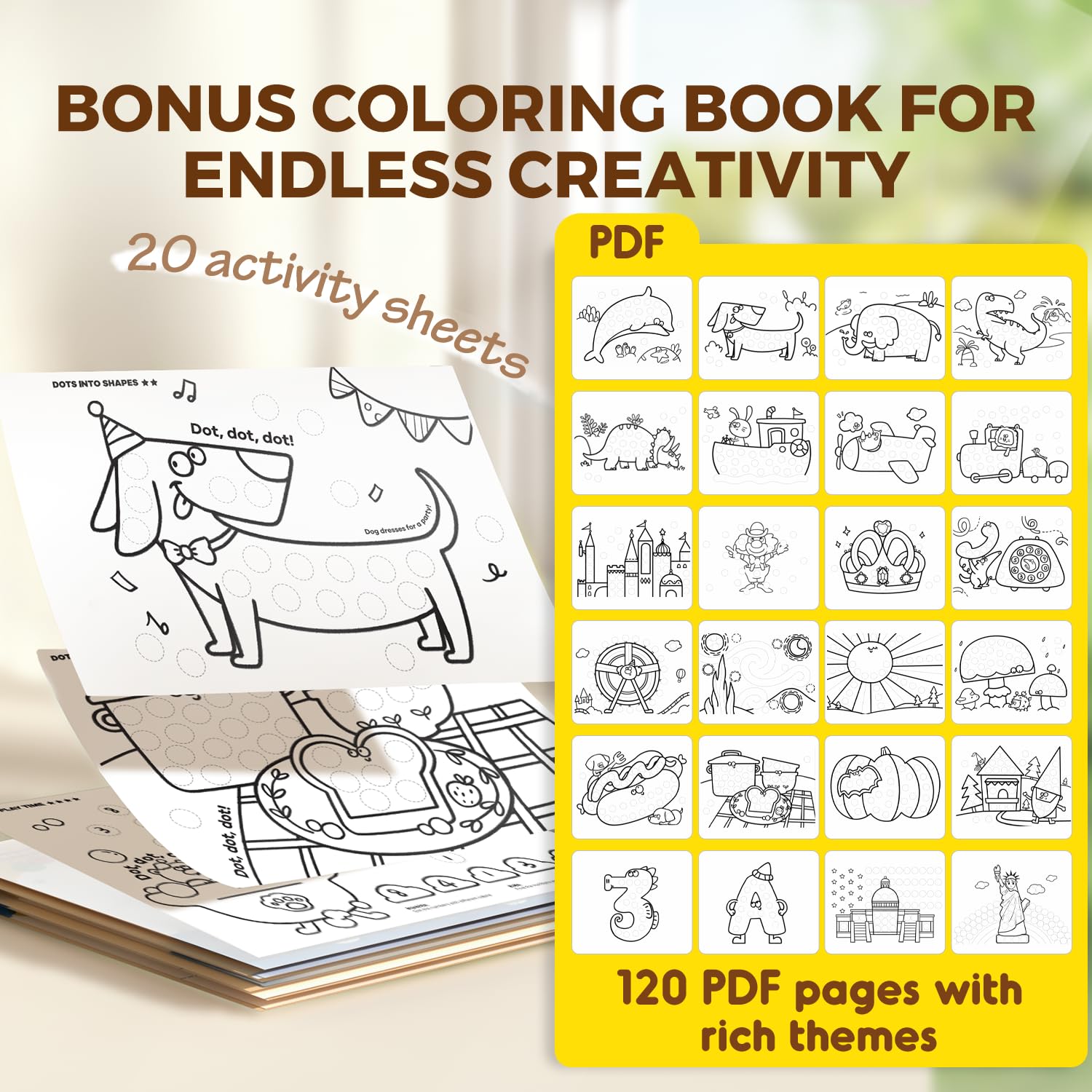 Jar Melo QR code gives access to downloadable color pages for ongoing learning.