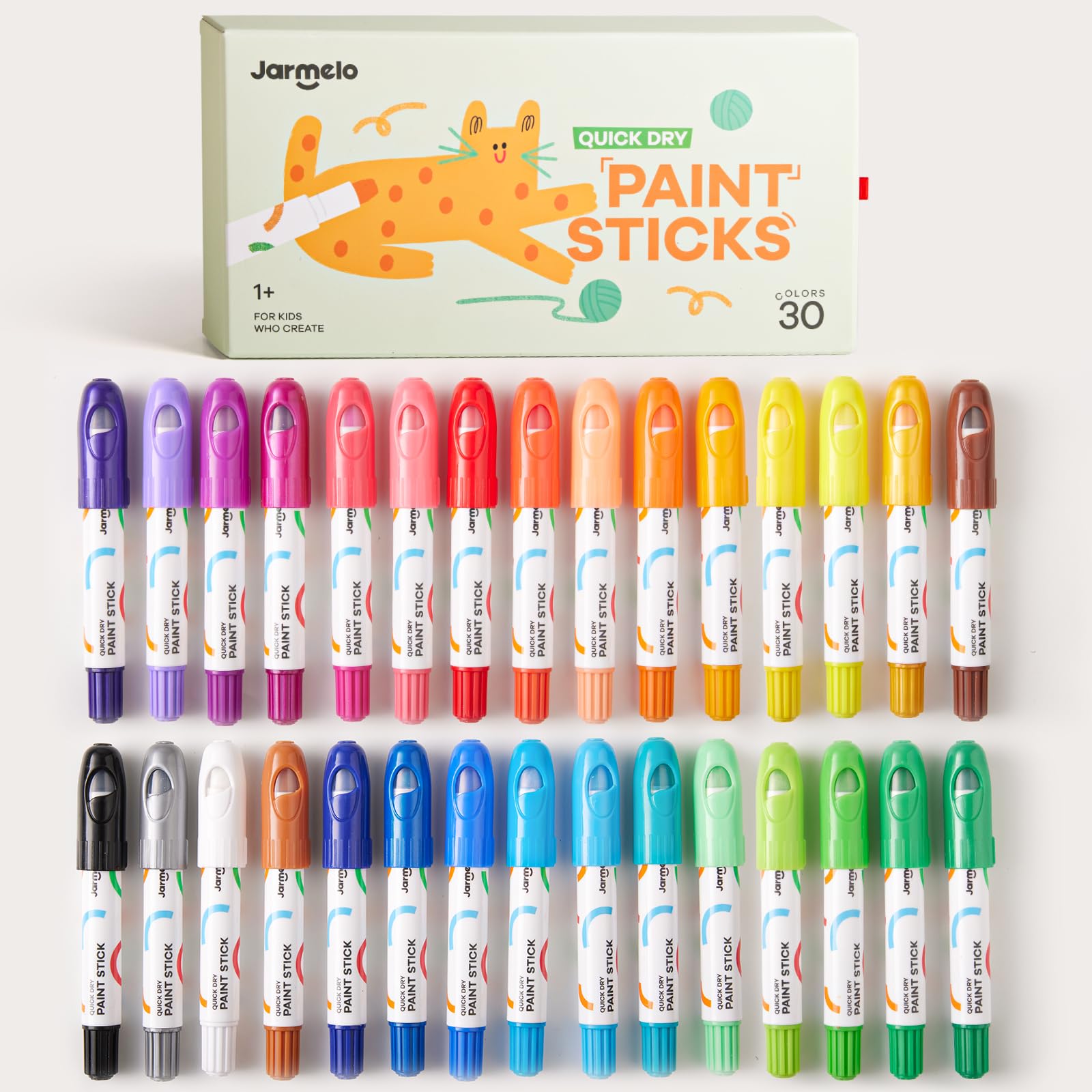 Jar Melo tempera paint sticks 30 colors pack for vibrant kid art projects.