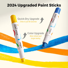 Jar Melo tempera paint sticks thick short pen tips for detailed drawings.