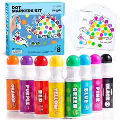 Jar Melo Washable Dot Markers in eight colors for mess-free toddler art.