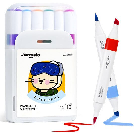 Jar Melo brush-tip markers for precise detailing and smooth lines.