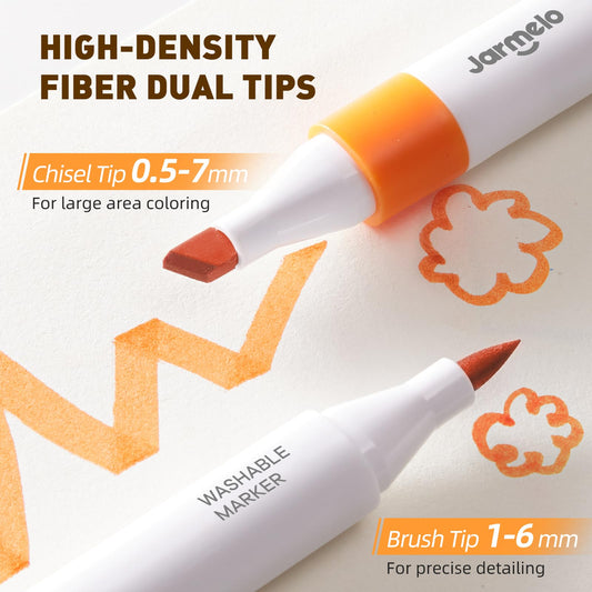 Jar Melo markers with chisel tip for broad strokes and bold fills.