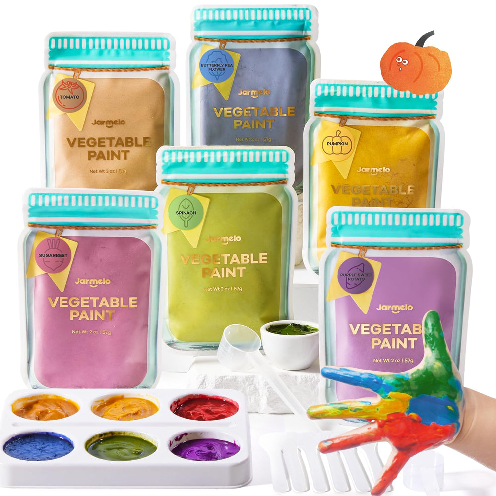 Jar Melo red powder finger paints for safe, vibrant toddler art exploration.