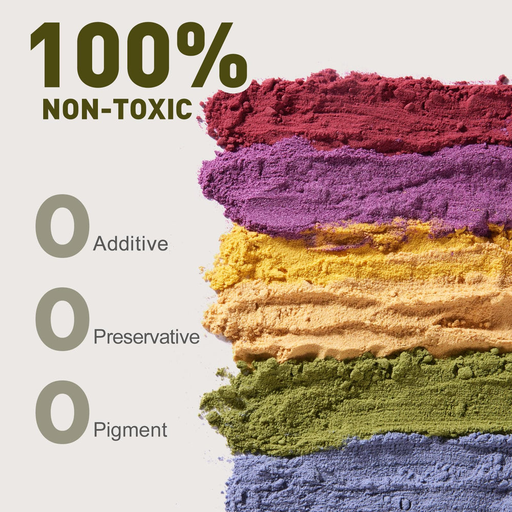 Jar Melo yellow powder finger paints for playful color mixing with toddlers.
